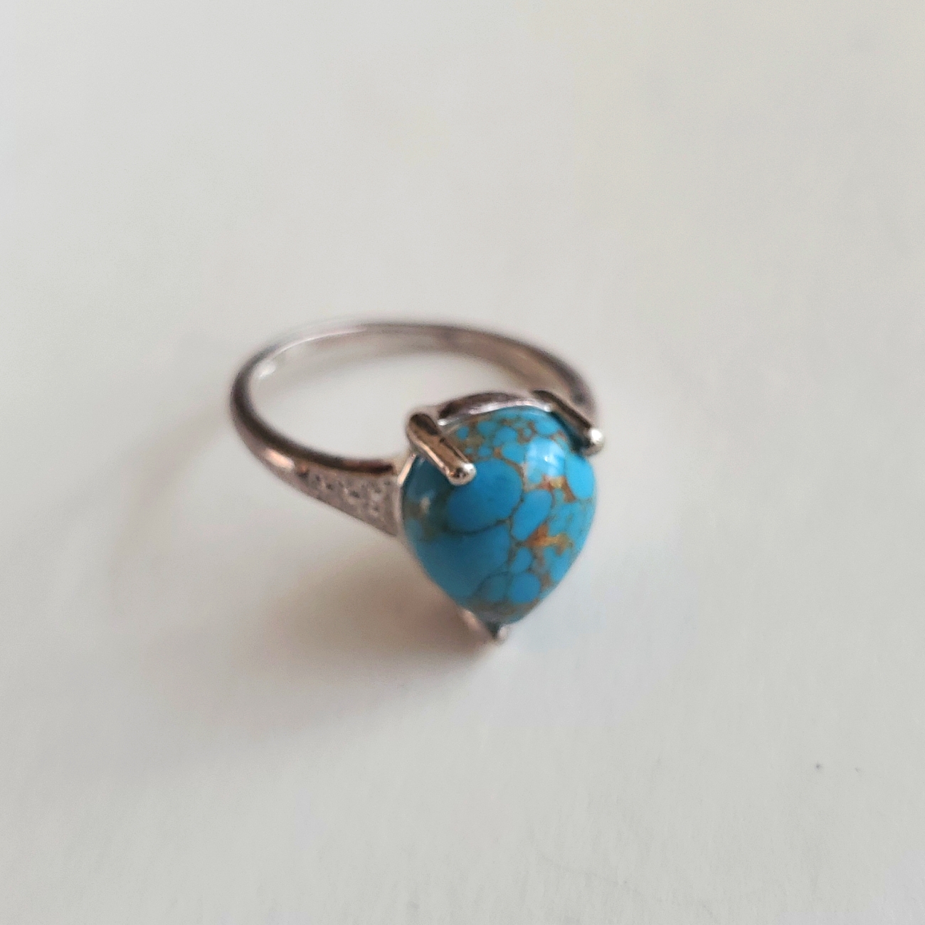 Djoy Tear Drop Natural Tourquoise Sterling Silver 925 Ring Stamped Size 6 Djoy 69$